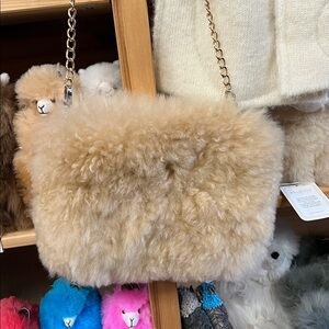 100% alpaca  Fur Tan shoulder purse